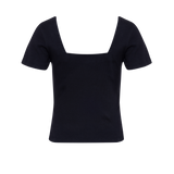 The Kōr Ribbed Knit Organic Cotton Short Sleeve Top in Black