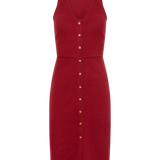 The Kōr Organic Cotton Ribbed Pinafore Dress in Merlot