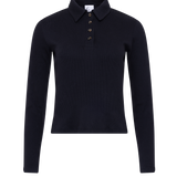 The Kōr Ribbed Knit Organic Cotton Polo in Black