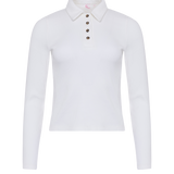 The Kōr Ribbed Knit Organic Cotton Polo in White