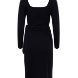 The Kōr Organic Cotton Ribbed Knit Tied Dress in Black