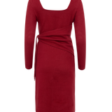 The Kōr Organic Cotton Ribbed Knit Tied Dress in Merlot