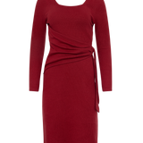 The Kōr Organic Cotton Ribbed Knit Tied Dress in Merlot