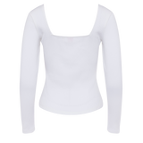 The Kōr Ribbed Knit Organic Cotton Long Sleeve Top in White