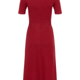 The Kōr Organic Cotton Ribbed Knit Shirt Dress in Merlot