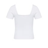 The Kōr Ribbed Knit Organic Cotton Short Sleeve Top in White