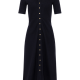 The Kōr Organic Cotton Ribbed Knit Shirt Dress in Black