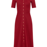 The Kōr Organic Cotton Ribbed Knit Shirt Dress in Merlot