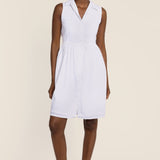 The Kōr Shirt Dress White Dobby made from Deadstock Fabrics