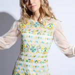 Close up of colourful embroidered summer dress 