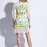 Back view of sheer embroidered summer dress