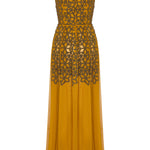 MEHRAULI BEADED MUSTARD DRESS - Aarabhi