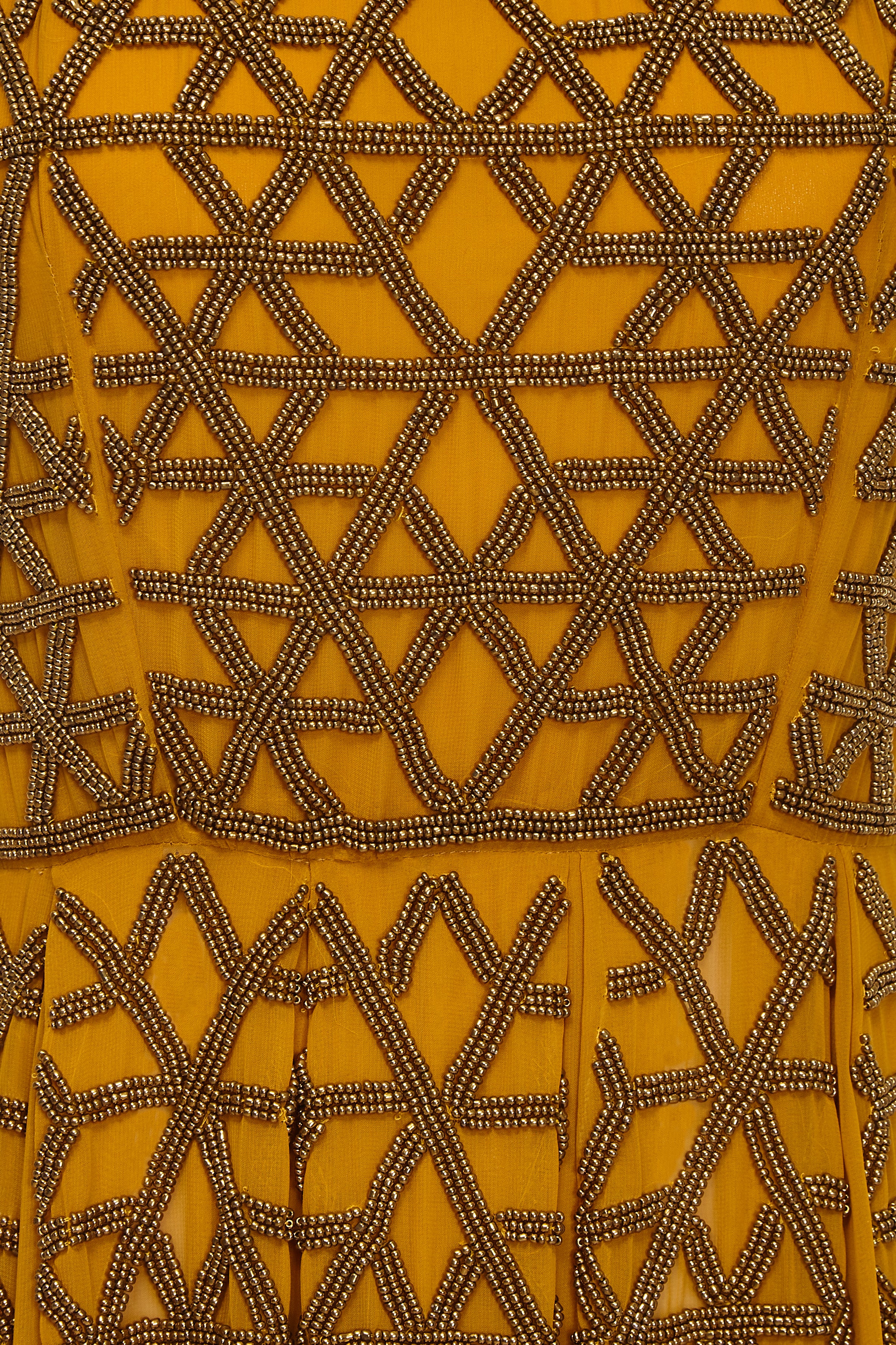 MEHRAULI BEADED MUSTARD DRESS - Aarabhi