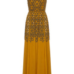 MEHRAULI BEADED MUSTARD DRESS - Aarabhi