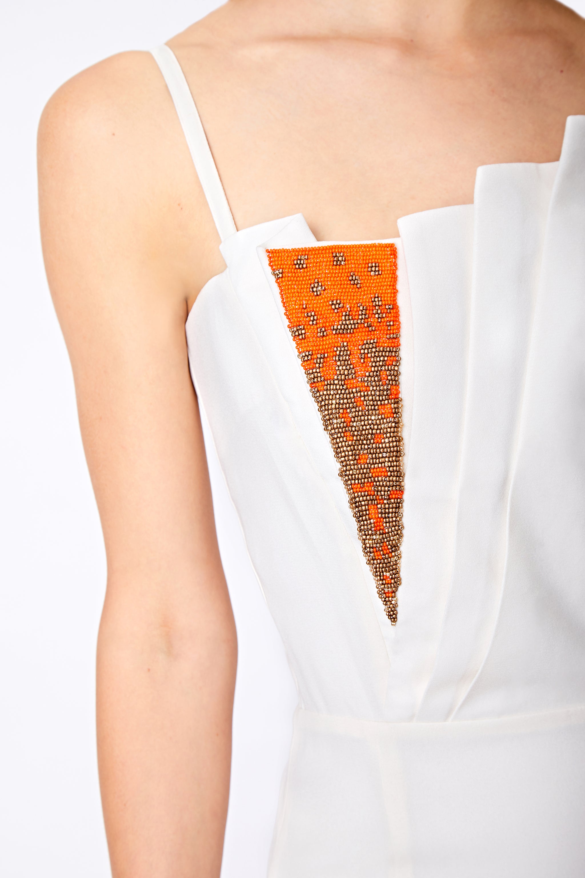 SAFFRON BEADED DRESS - Aarabhi