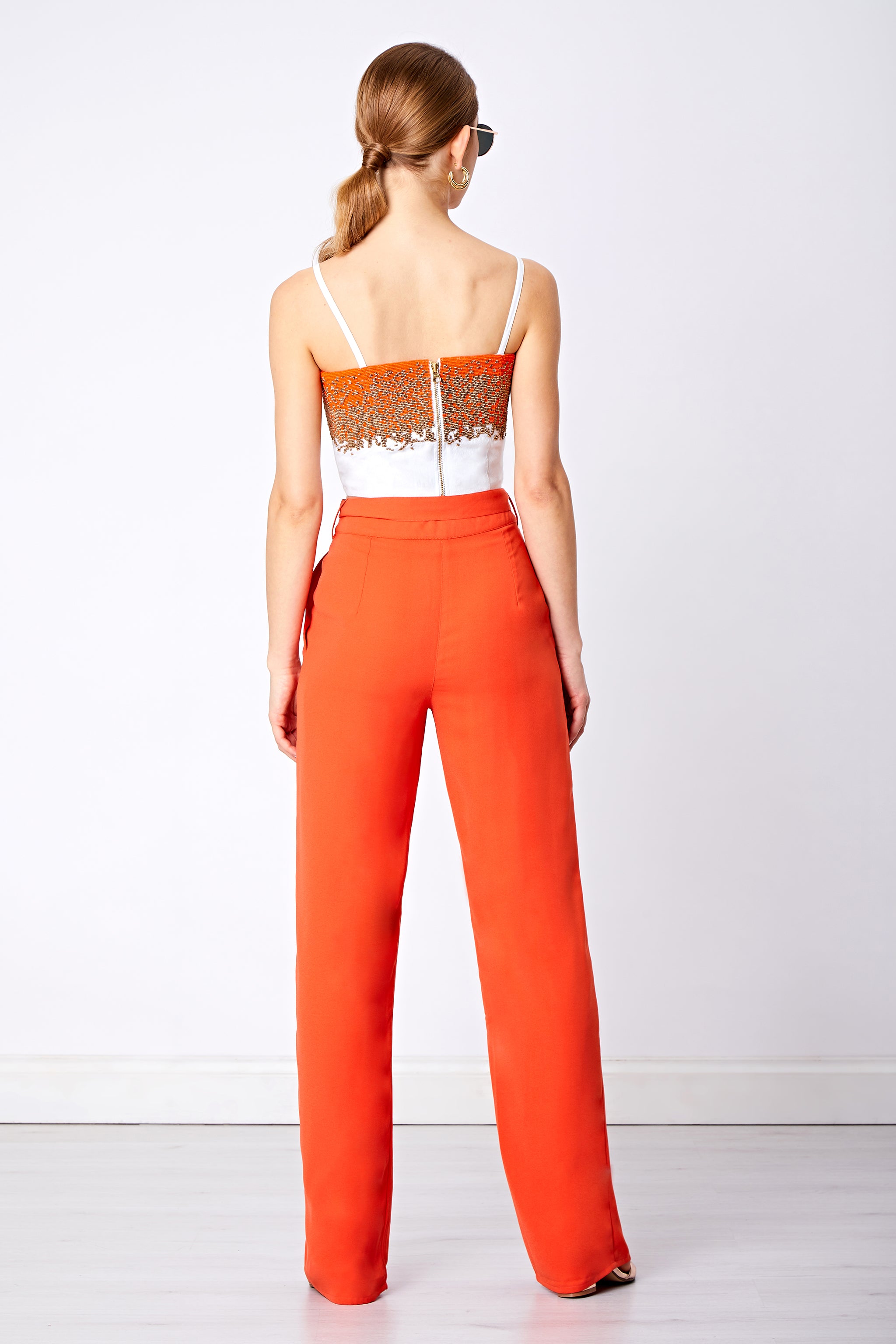 SAFFRON BEADED BRALETTE TOP - Aarabhi