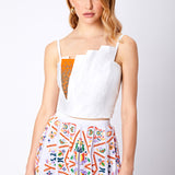SAFFRON DRAPED BEADED TOP - Aarabhi