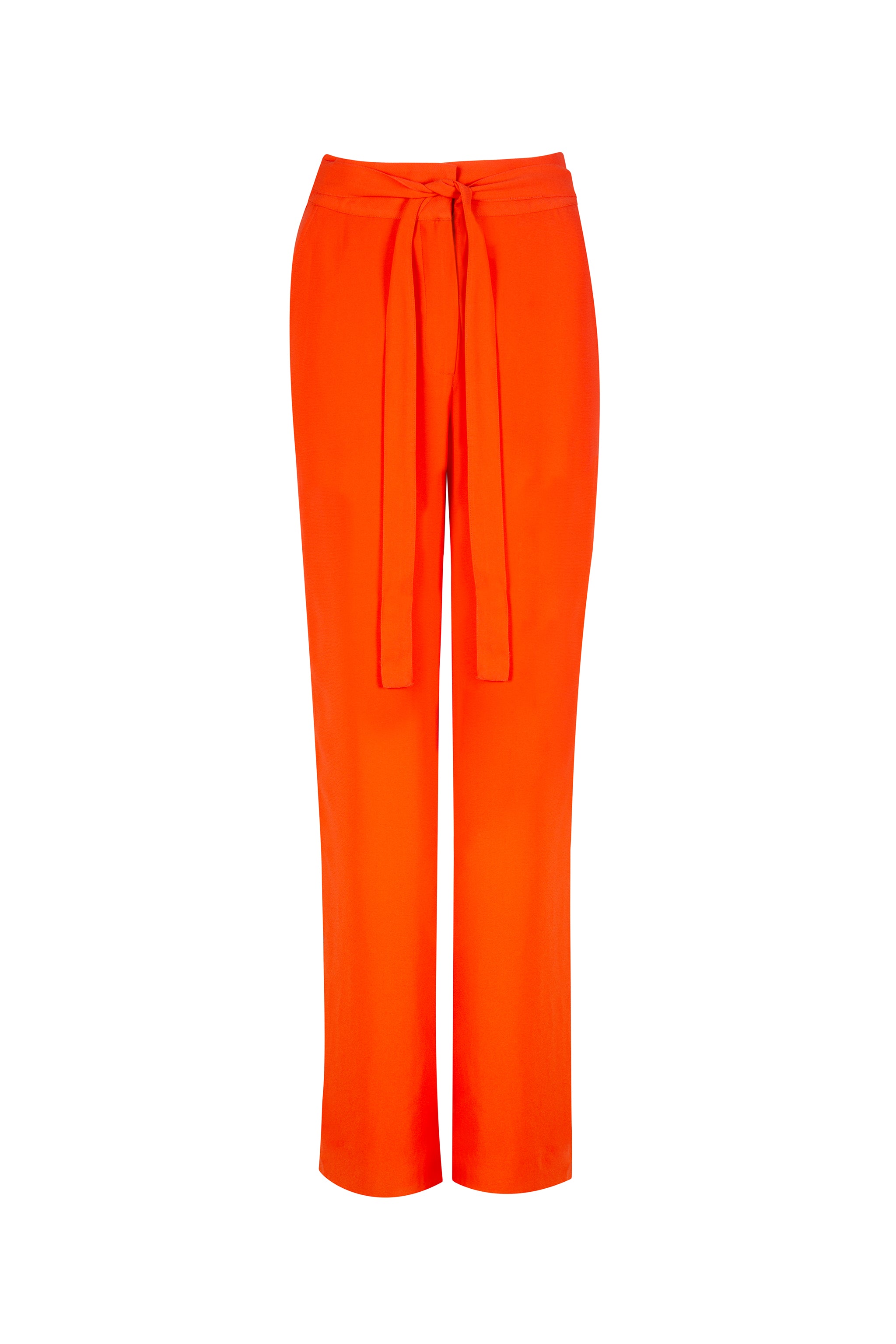 Orange summer trouser with tied belt and pockets