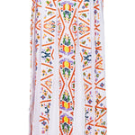White box pleat chiffon maxi skirt with bright embellishment detail