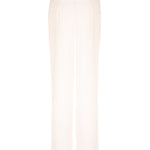 Back view of white summer trousers with pockets and tied belt
