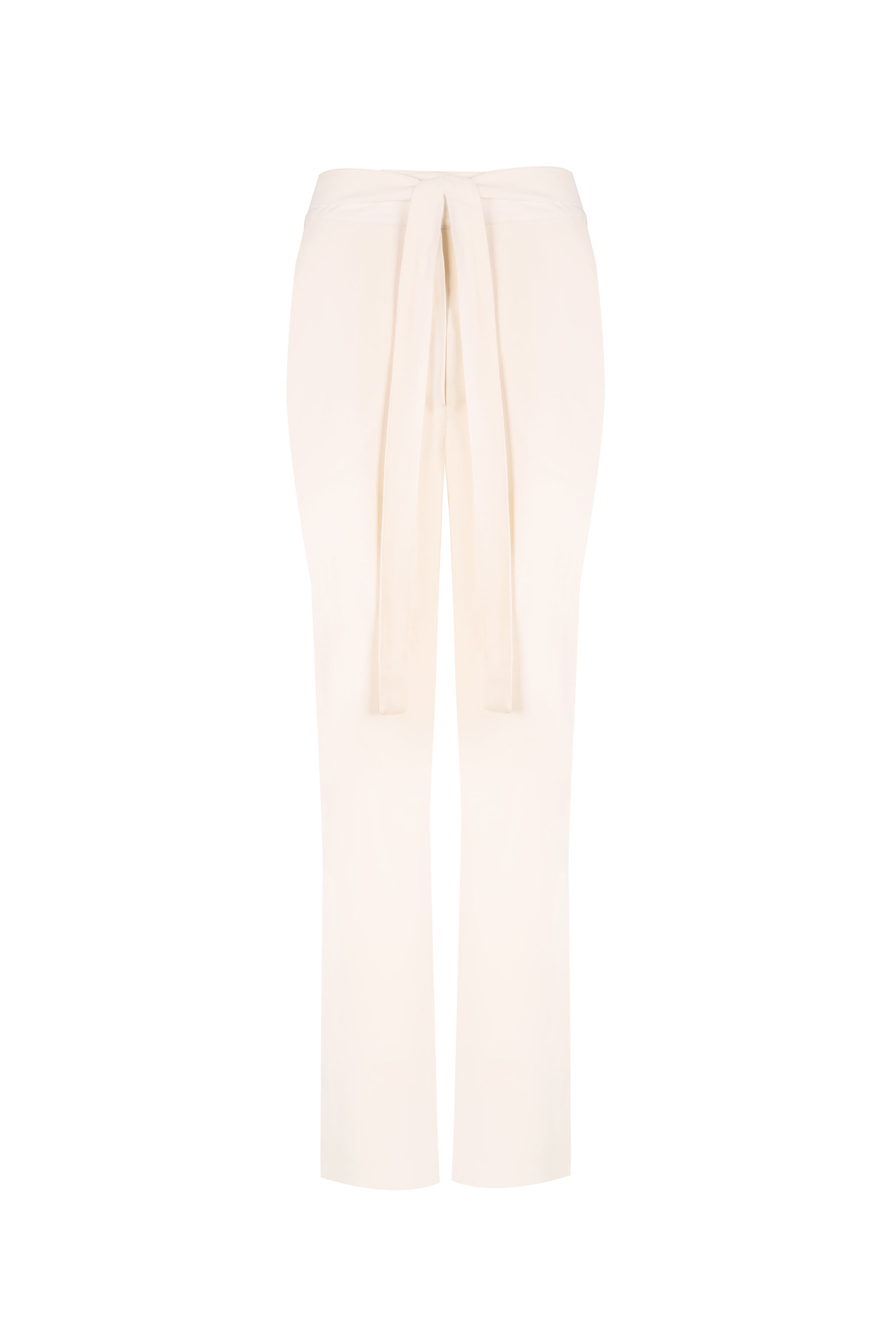 White wide leg summer trousers with pockets and tied belt