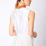 SAFFRON BEADED COLLAR TOP - Aarabhi