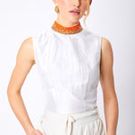 SAFFRON BEADED COLLAR TOP - Aarabhi