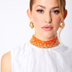 SAFFRON BEADED COLLAR TOP - Aarabhi
