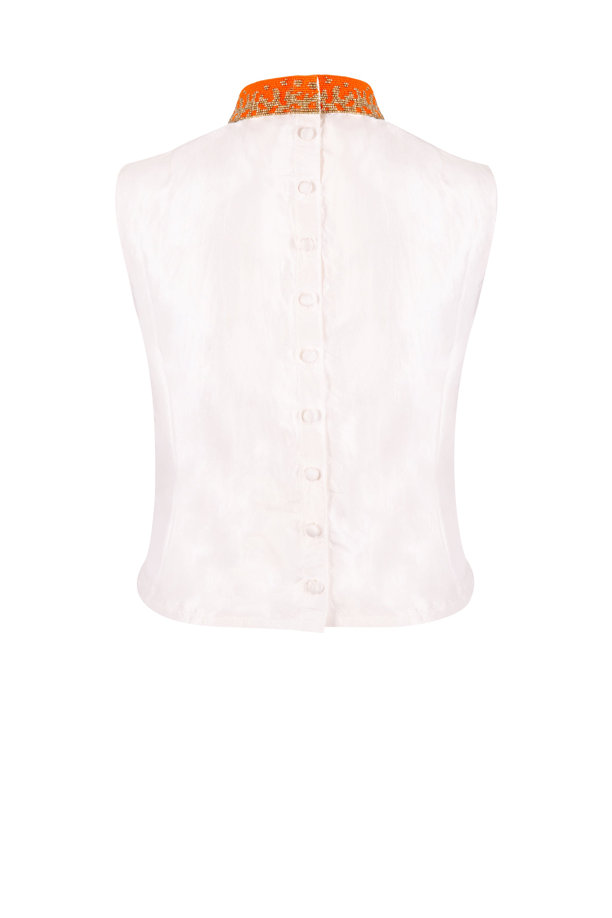 SAFFRON BEADED COLLAR TOP - Aarabhi