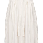 White box pleated flared skirt with pockets