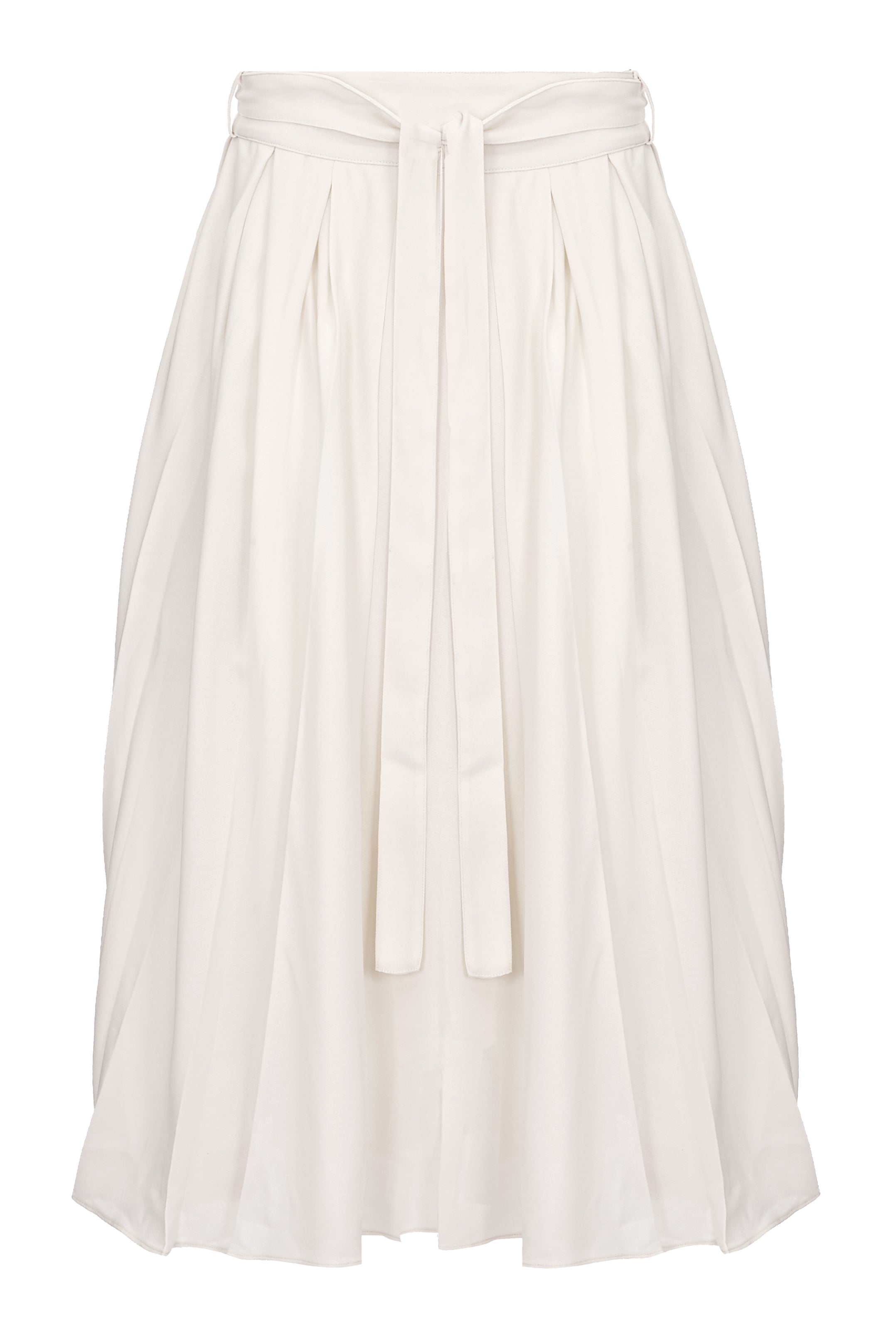 White box pleated flared skirt with pockets