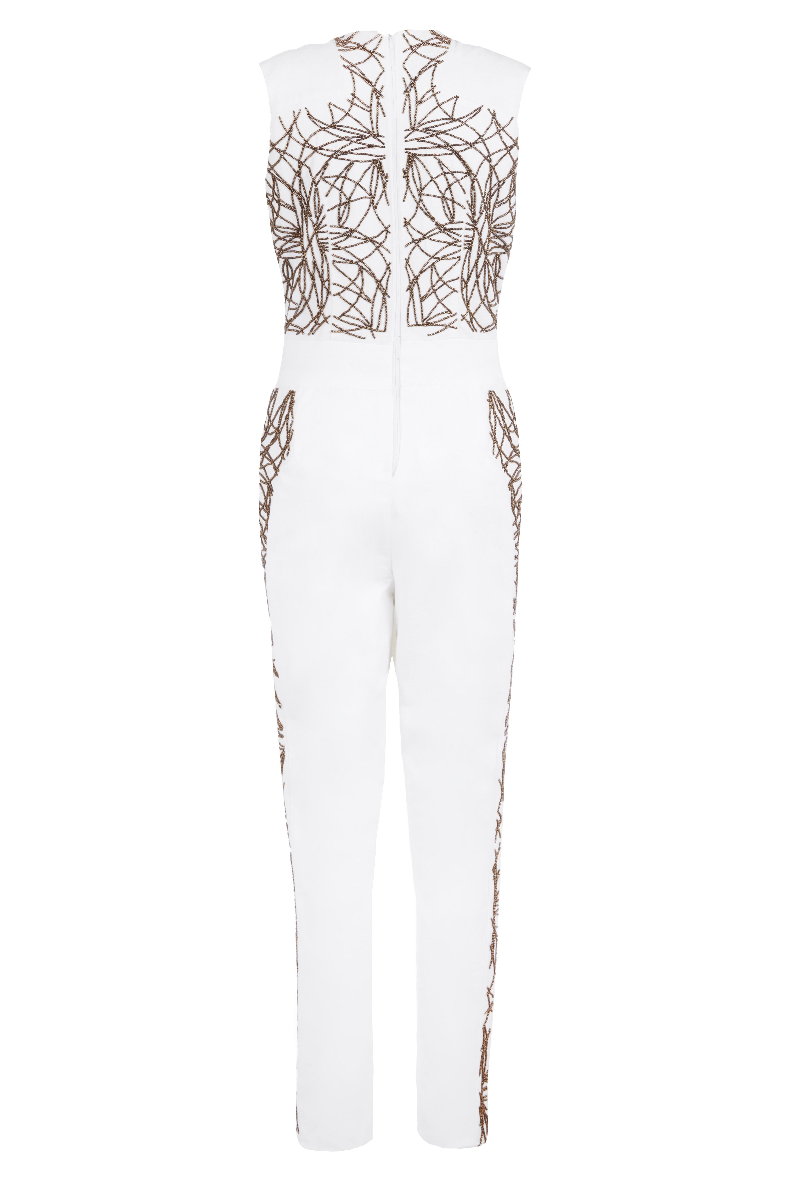BRONZE BEADED JUMPSUIT - Aarabhi