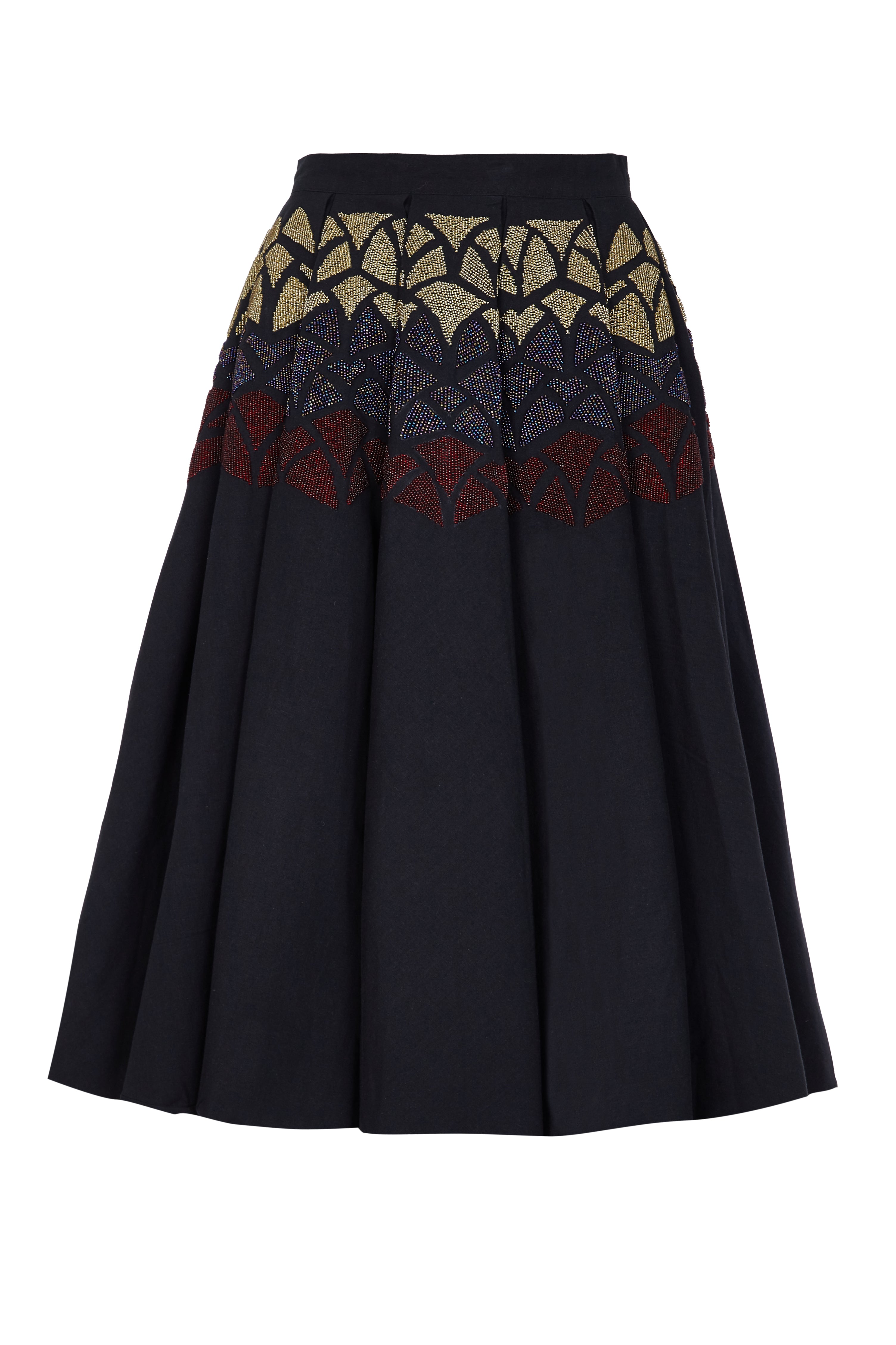 ROSE BEADED BOX PLEAT SKIRT - Aarabhi