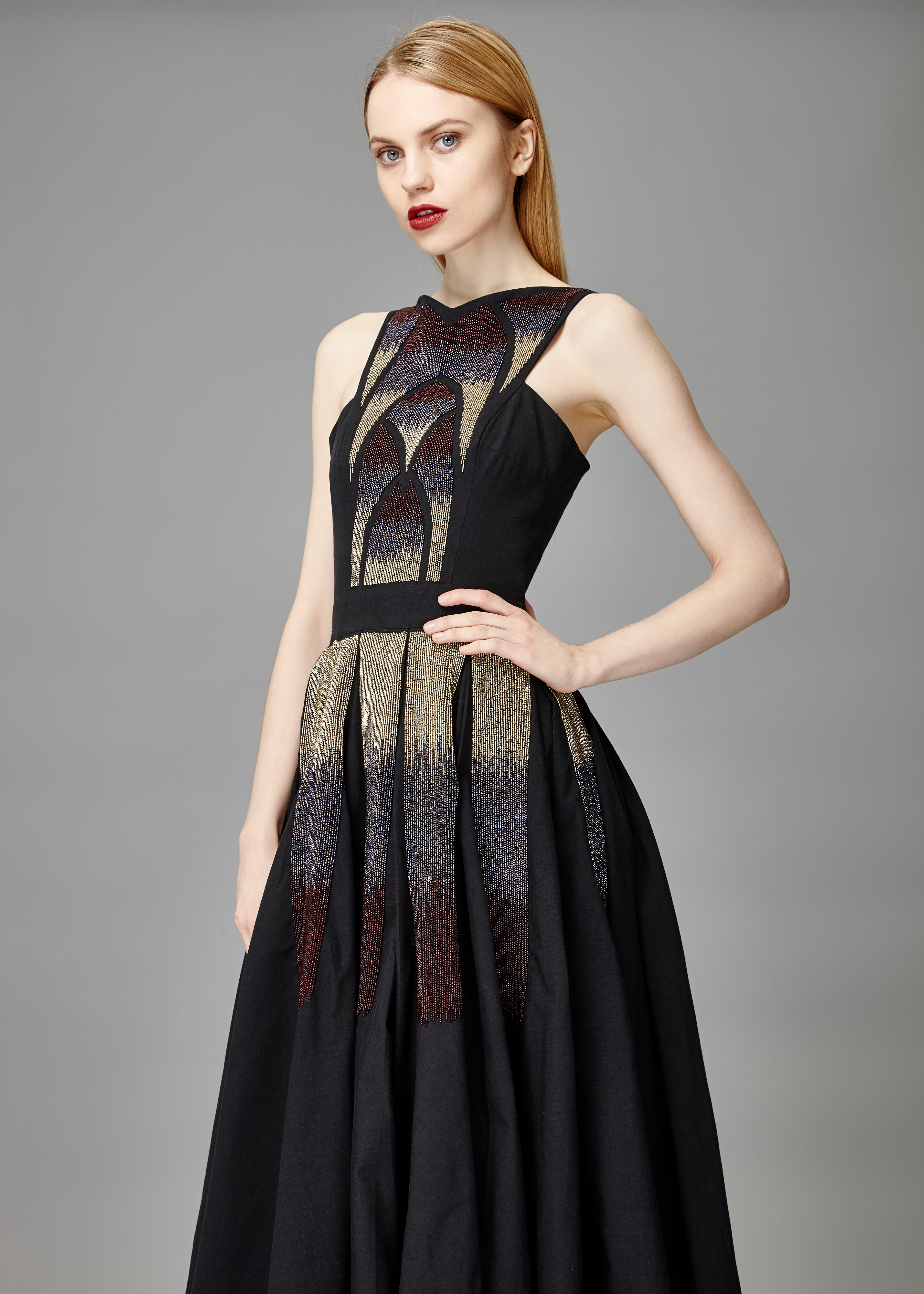 ROSE BEADED HIGH-LOW DRESS - Aarabhi