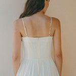 back of white summer dress with thin straps