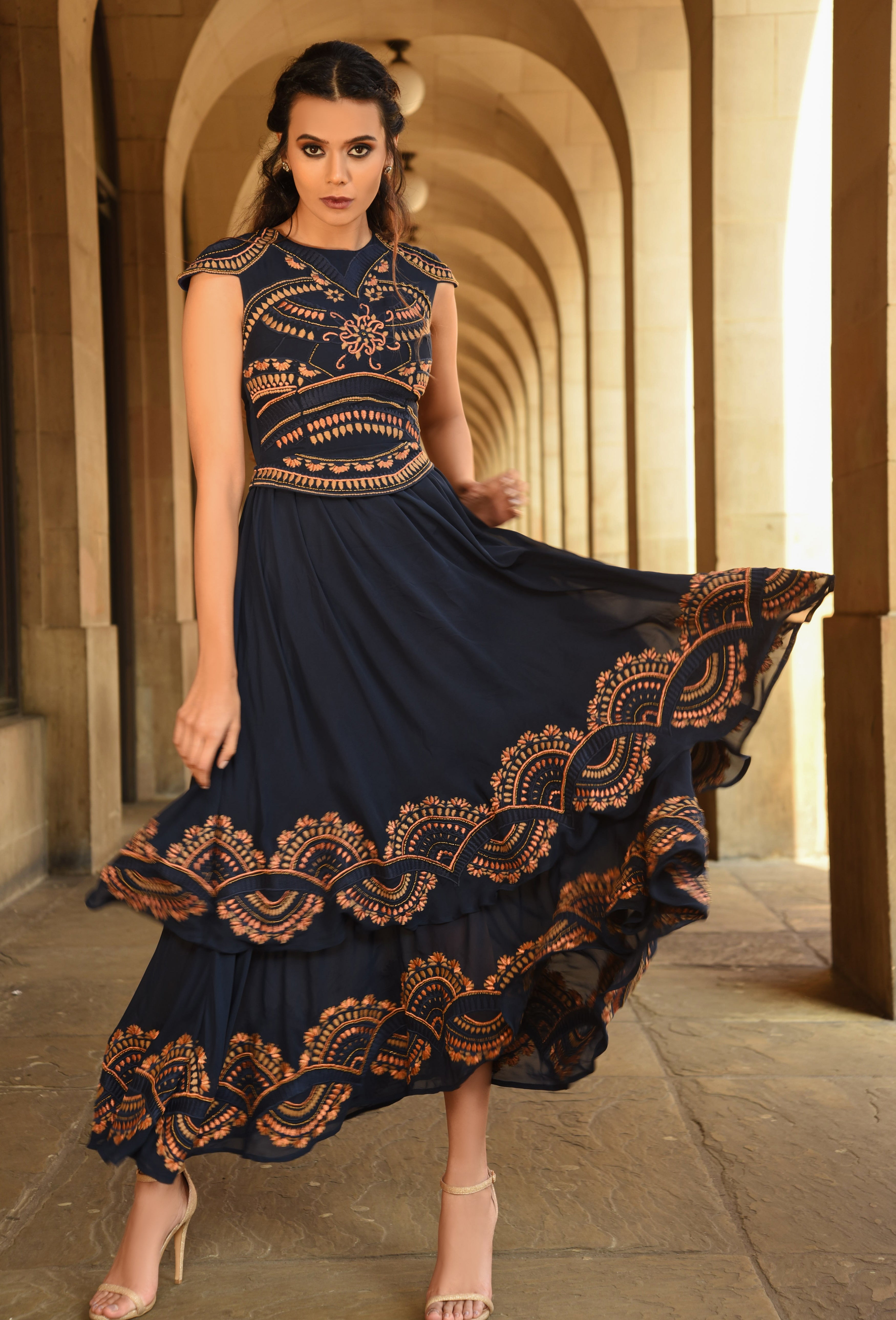 EMPIRE EMBELLISHED MAXI DRESS - Aarabhi