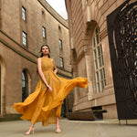 MEHRAULI BEADED MUSTARD DRESS - Aarabhi