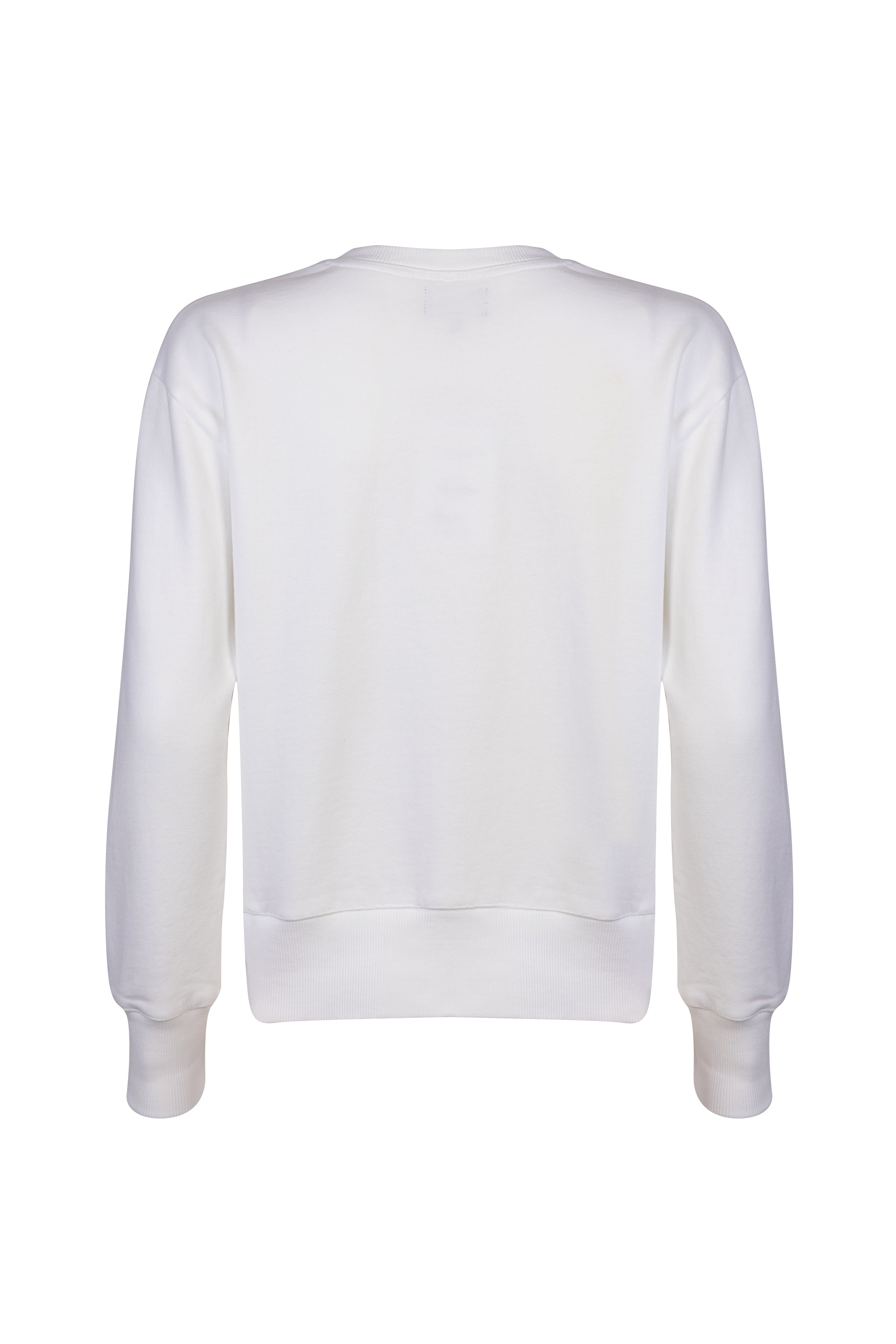 White organic cotton womens sweatshirt with the slogan "Hey girl, I've got your back" embroidered