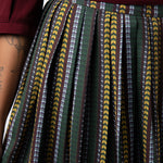 Close up of pleated and printed maxi skirt