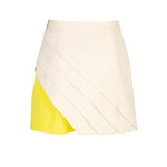 Back view of cream and yellow pleated skort
