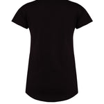 Back of black organic cotton fitted women's t-shirt